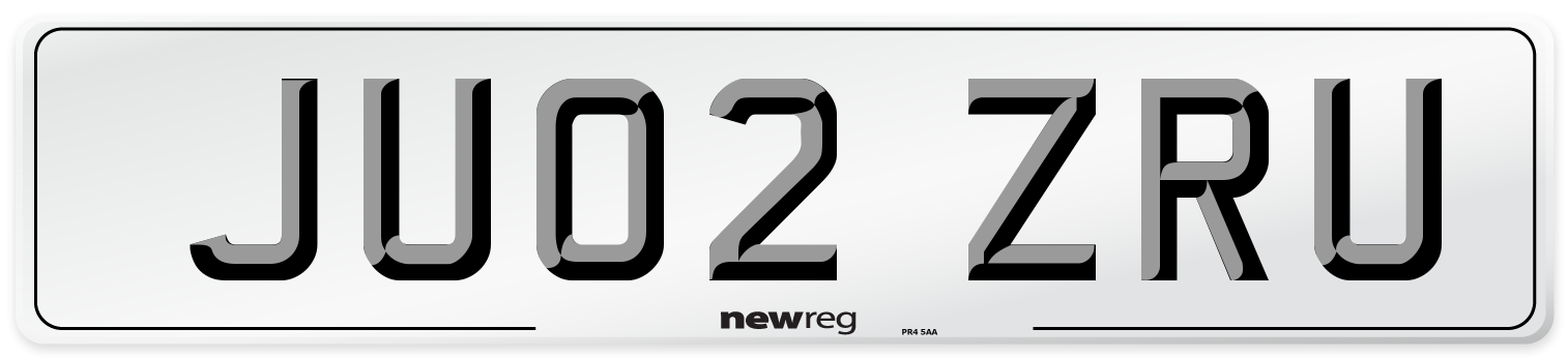 JU02 ZRU Number Plate from New Reg